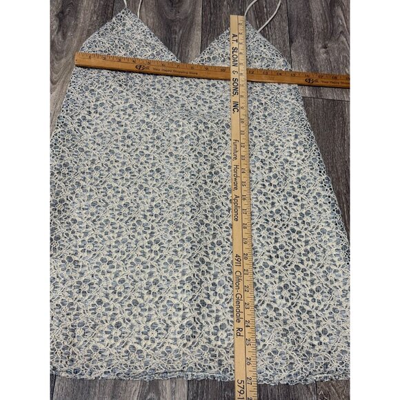 ZARA CROCHET LACE SLIP FLOWER LINED EVENING SHORT MINI DRESS WOMENS SIZE M NUDE - Picture 6 of 9